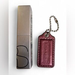 2 in tag Coach burgundy purple Leather hangtag